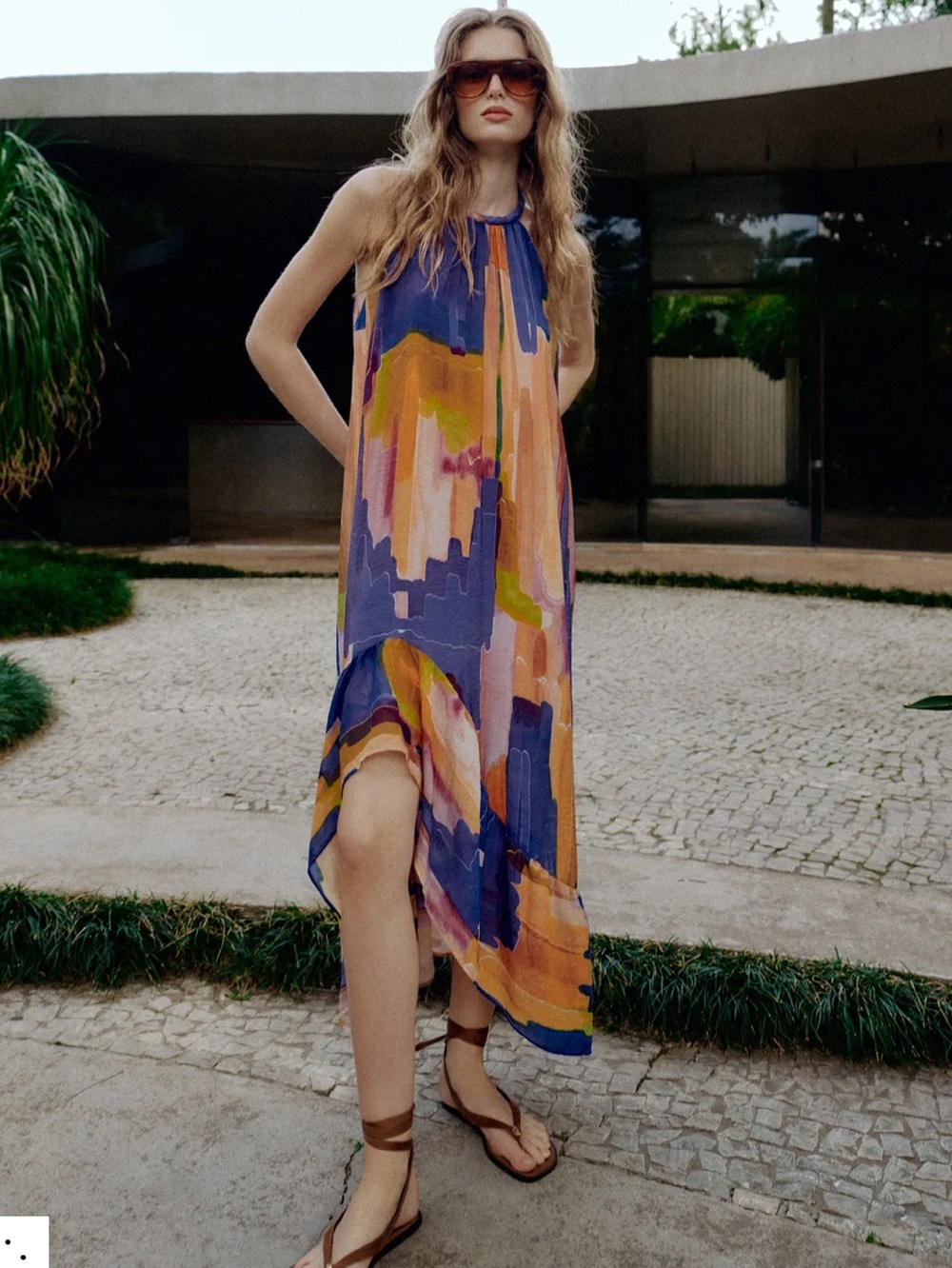Zara ASYMMETRIC HEM PRINTED DRESS